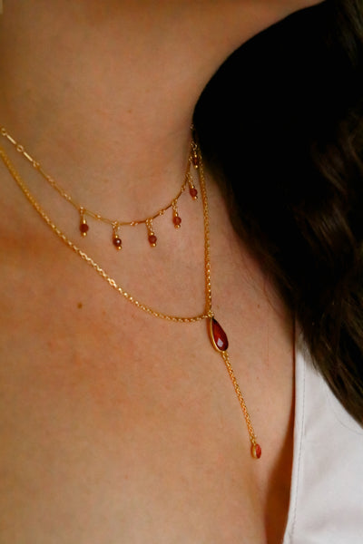 Pink Tourmaline Drip Gold Choker