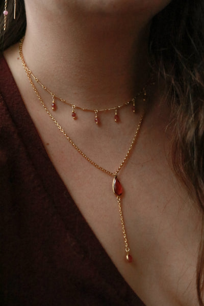 Pink Tourmaline Drip Gold Choker