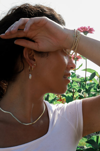 Golden Beaded Bracelet {One Bracelet, Set of Two, or Stack of Three}