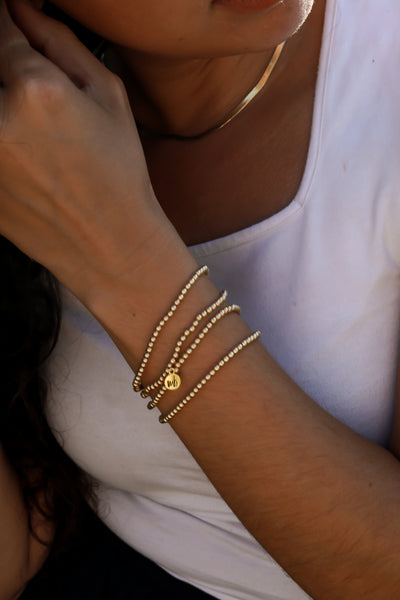 Golden Beaded Bracelet {One Bracelet, Set of Two, or Stack of Three}