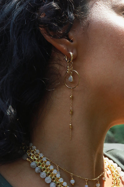 Starlight Moonstone Gold Earrings