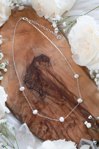 Pearl Cascade Silver Necklace