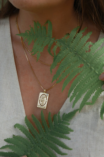 The World Tarot Card Gold Necklace