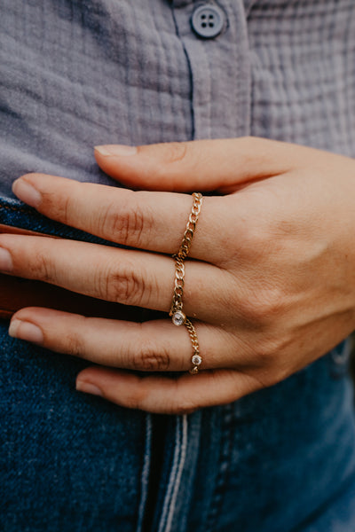 Stardust Goldfilled Cubic Zirconia Chain Ring