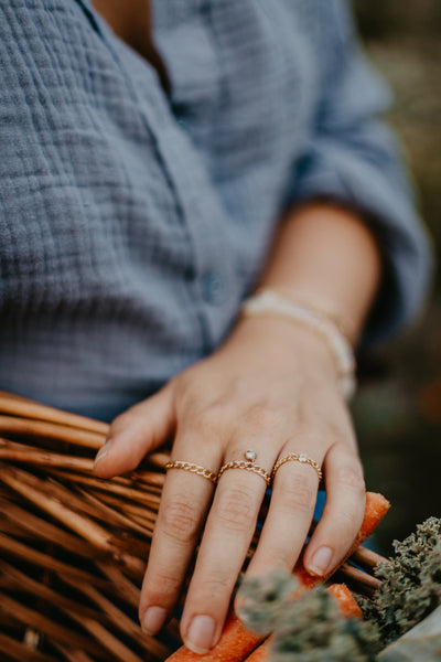 Stardust Goldfilled Cubic Zirconia Chain Ring