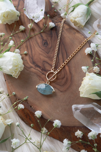 Aquamarine Eyes Goldfilled Necklace