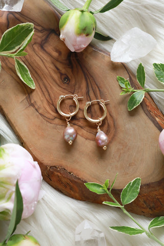 Pearl Pixie Gold Hoop Earrings