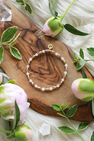 Bloom Beaded Pink Pearl Bracelet