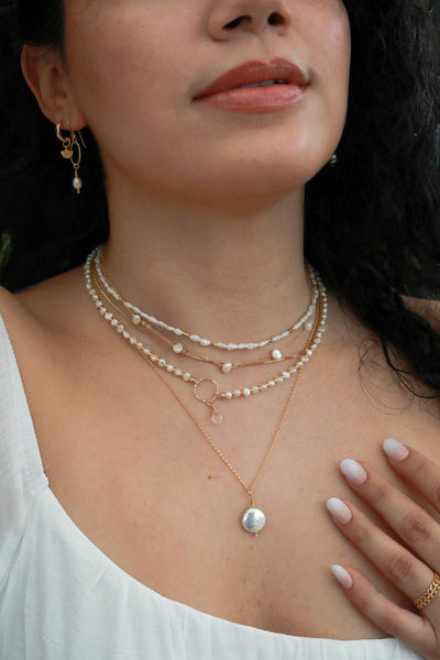 Petite Rice Pearl Gold Choker/ Necklace