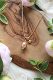 Shelled Pink Pearl Gold Necklace