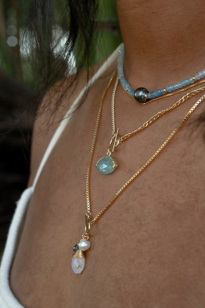 Aquamarine Eyes Goldfilled Necklace