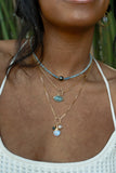 Cosmic Queen Aquamarine Goldfilled Choker/Necklace