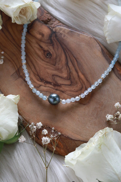 Cosmic Queen Aquamarine Goldfilled Choker/Necklace