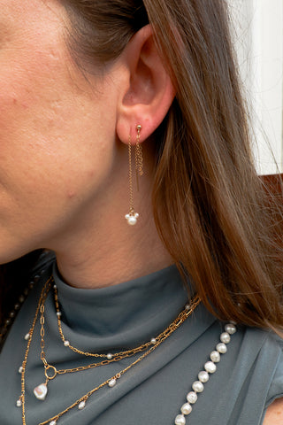 Empress Pearl Trio Goldfilled Ear Threaders