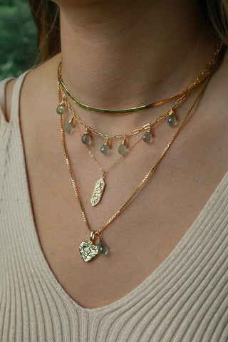 Hearten Gold Necklace {Choose your gemstone drip}