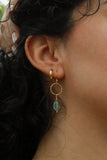 Aqua Kyanite Pixie Gold Hoop Earrings