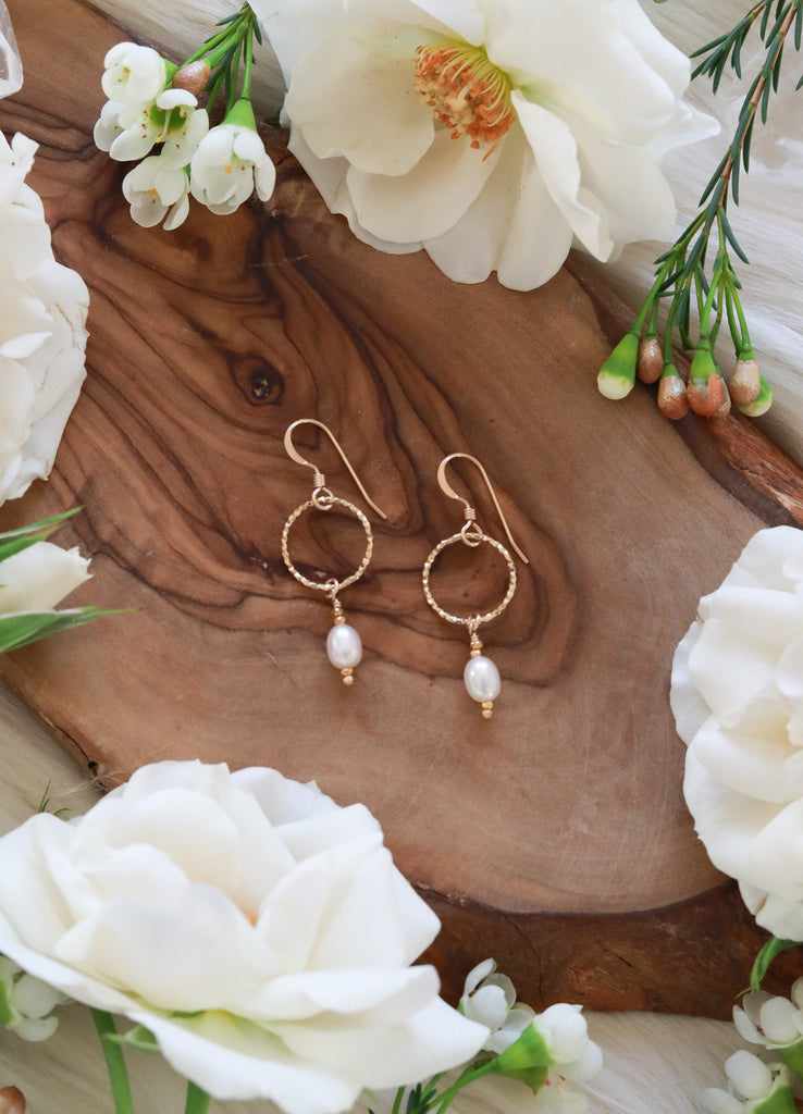 Pearl Pixie Gold Hoop Earrings