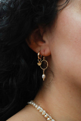 Pearl Pixie Gold Hoop Earrings