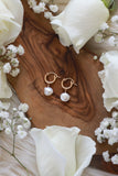 Sage Pearl Huggies Earrings - Goldfilled