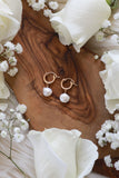 Sage Pearl Huggies Earrings - Goldfilled