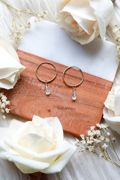 Moonstone Baby Hoop Earrings {Gold or Silver}