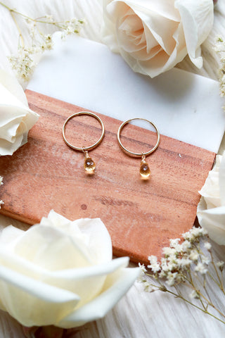 Citrine Baby Hoop Earrings {Gold or Silver}