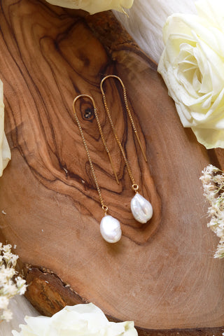 Pearl Baby Hoop Earrings {Gold or Silver}