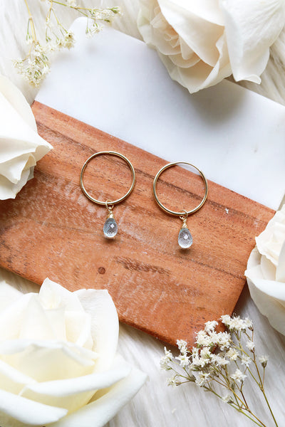 Blue Topaz Baby Hoop Earrings {Gold or Silver}