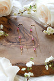 Pink Tourmaline Cascade Gold Ear Threaders