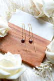 Garnet Ear Threaders Earrings {Gold or Silver}