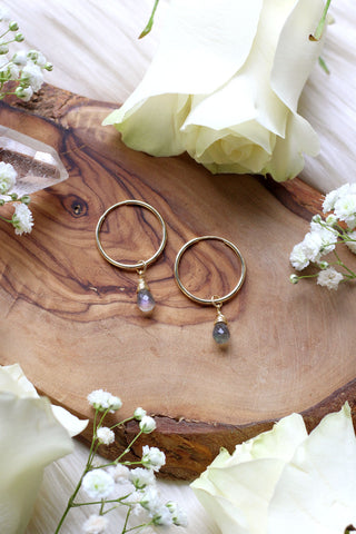 Labradorite Ear Threaders Earrings {Gold or Silver}