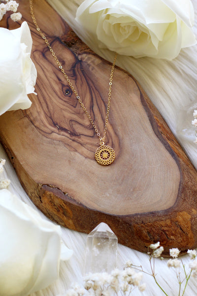 Gold mandala pendant deals