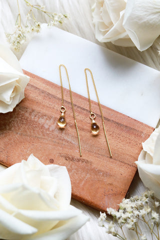 Citrine Ear Threaders Earrings {Gold or Silver}