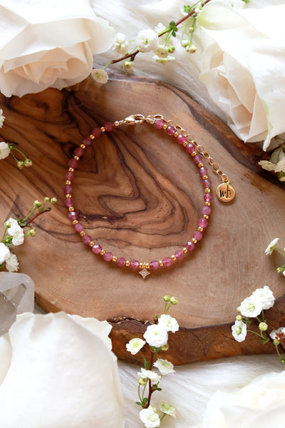 Sweet Raspberry Gold Bracelet
