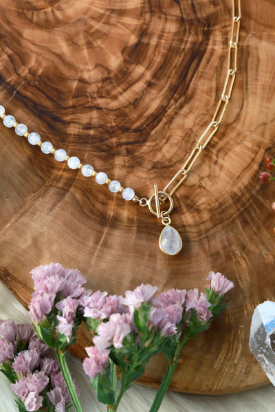 Moonstone Deux Link Gold Necklace