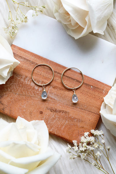 Blue Topaz Baby Hoop Earrings {Gold or Silver}