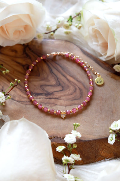 Sweet Raspberry Gold Bracelet