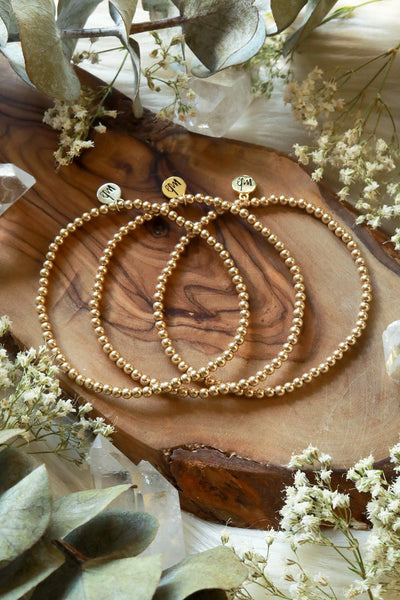 Golden Beaded Bracelet {One Bracelet, Set of Two, or Stack of Three}