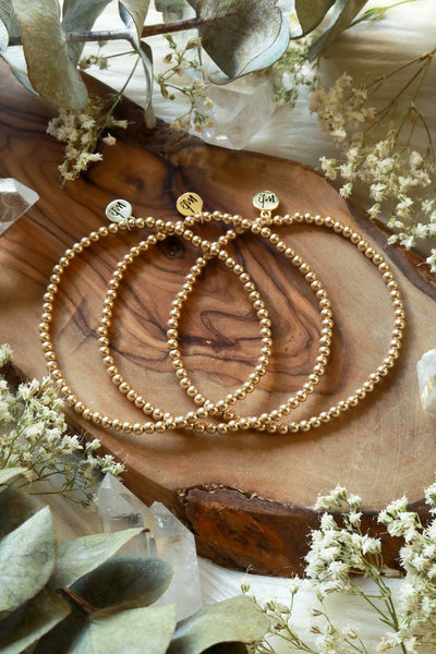 Golden Beaded Bracelet {One Bracelet, Set of Two, or Stack of Three} –  Malabella Jewels