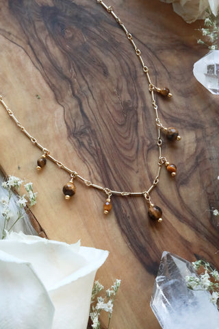 Tiger's Eye Drip Gold Choker