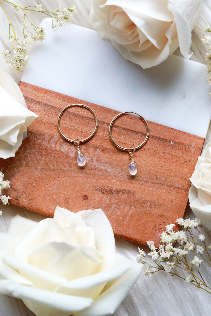 Moonstone Baby Hoop Earrings {Gold or Silver}