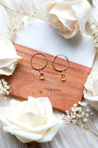 Citrine Ear Threaders Earrings {Gold or Silver}