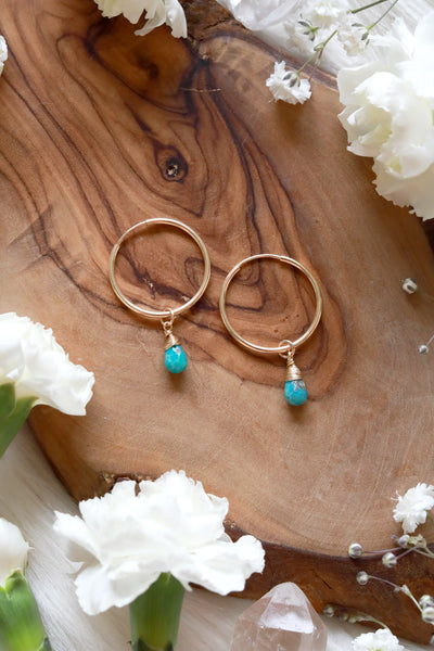 Turquoise Baby Hoop Earrings {Gold or Silver}