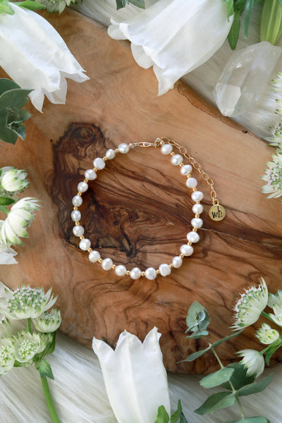 Sweet Pearl Nugget Gold Bracelet