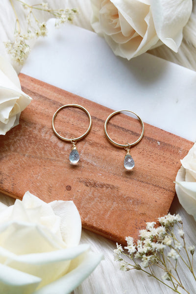 Blue Topaz Baby Hoop Earrings {Gold or Silver}