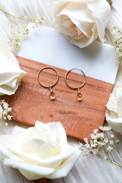 Citrine Baby Hoop Earrings {Gold or Silver}