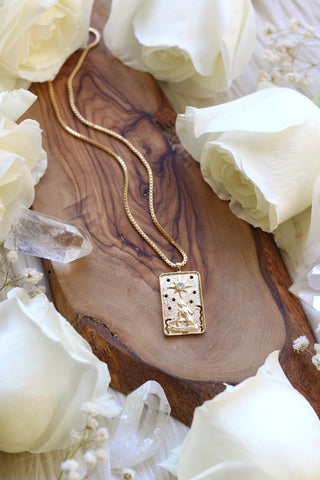 Sun Tarot Card Gold Necklace