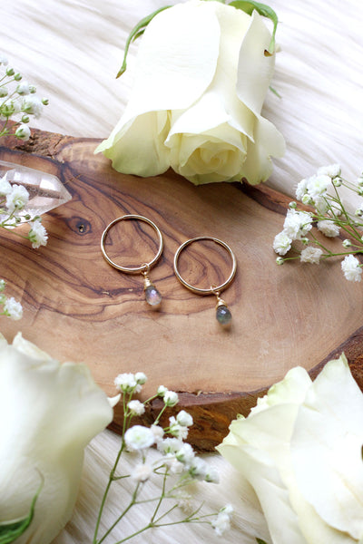 Labradorite Baby Hoop Earrings {Gold or Silver}