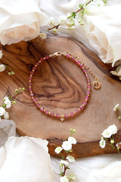 Sweet Raspberry Gold Bracelet