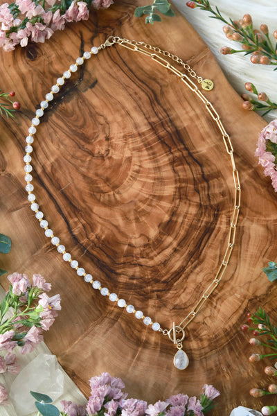 Moonstone Deux Link Gold Necklace